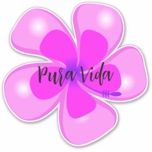 Pura Vida Hibiskus kundenspezifisch geschnitten Vi Aufkleber