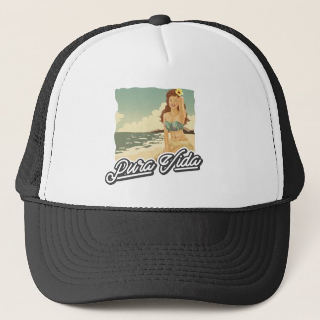 Pura Vida Schöne Frau von Costa Rica Surfer Truckerkappe (Vorderseite)