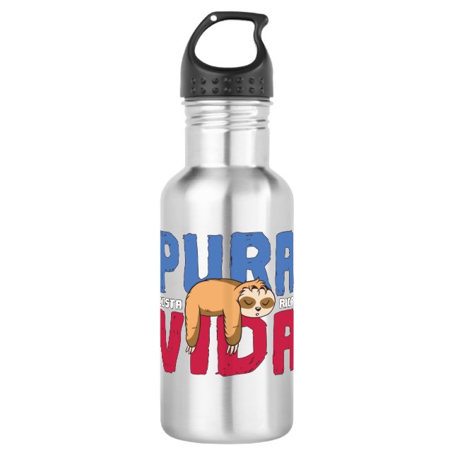 Pura Vida Sloth Edelstahlflasche (Vorderseite)