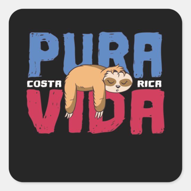 Pura Vida Sloth Quadratischer Aufkleber (Vorderseite)