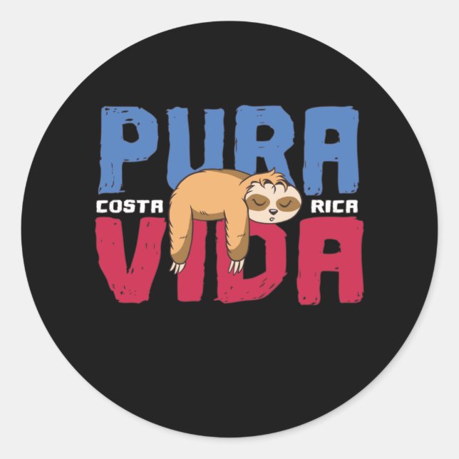 Pura Vida Sloth Runder Aufkleber (Vorderseite)