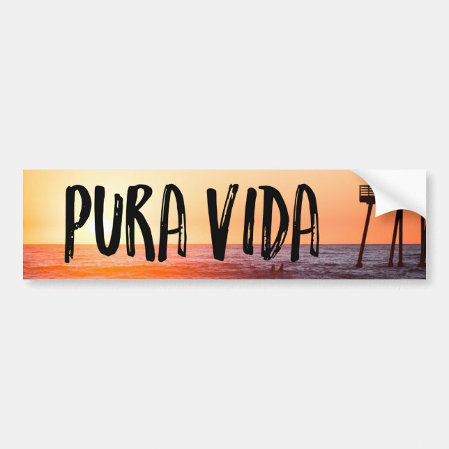 Pura Vida Sonnenuntergang-Strand-tropischer Autoaufkleber (Vorne)