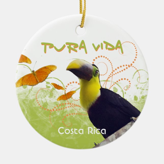 Pura Vida Toucan & Papillons Ornement (Devant)