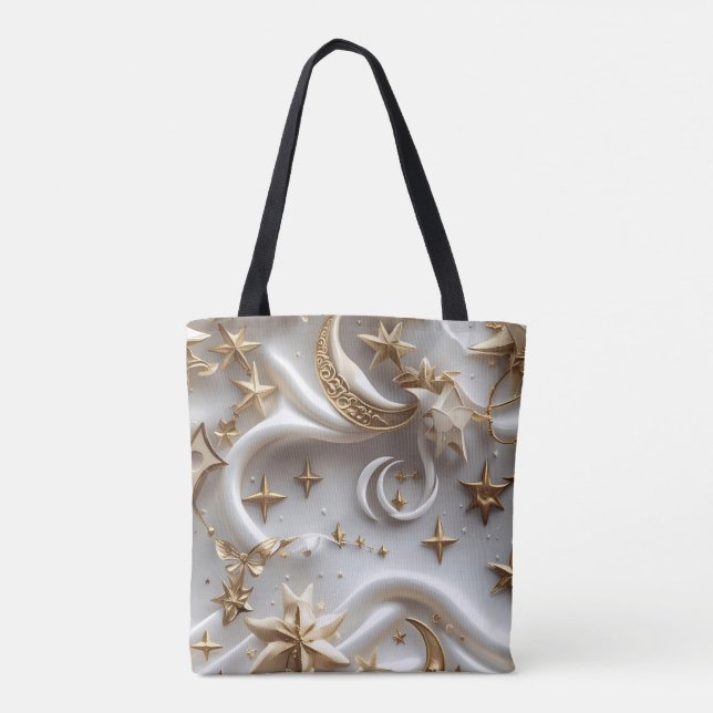 Pure Alabaster White Celestial Moon Phases Tasche (Rückseite)