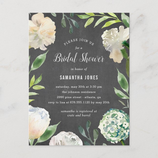 Pure Beauty Bridal Dusche Einladung Postkarte (Vorderseite)
