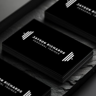 Pure Black Bold Barbell Personal Trainer Simple Visitenkarte