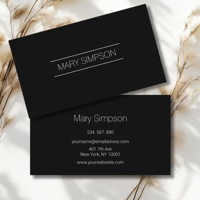 Pure Eleganz minimalistic Visitenkarte (Elegant, Minimal Black Business Card.)
