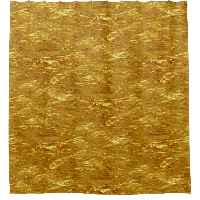 PURE GOLD FOIL Patches + Ihr Text / Foto Duschvorhang (Vorderseite)