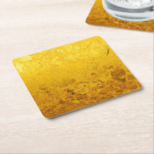 PURE GOLD LEAF Muster + Ihr Text / Foto Rechteckiger Pappuntersetzer