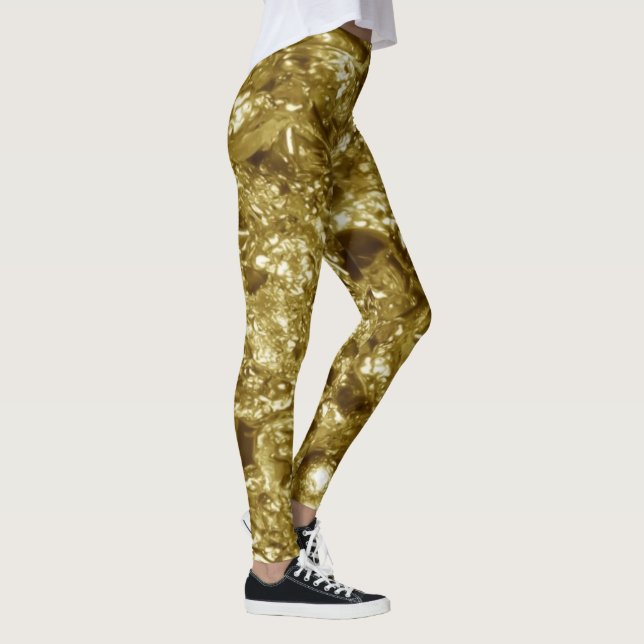 PURE GOLD moonscape Pattern + Ihr Text / Foto Leggings (Rechts)