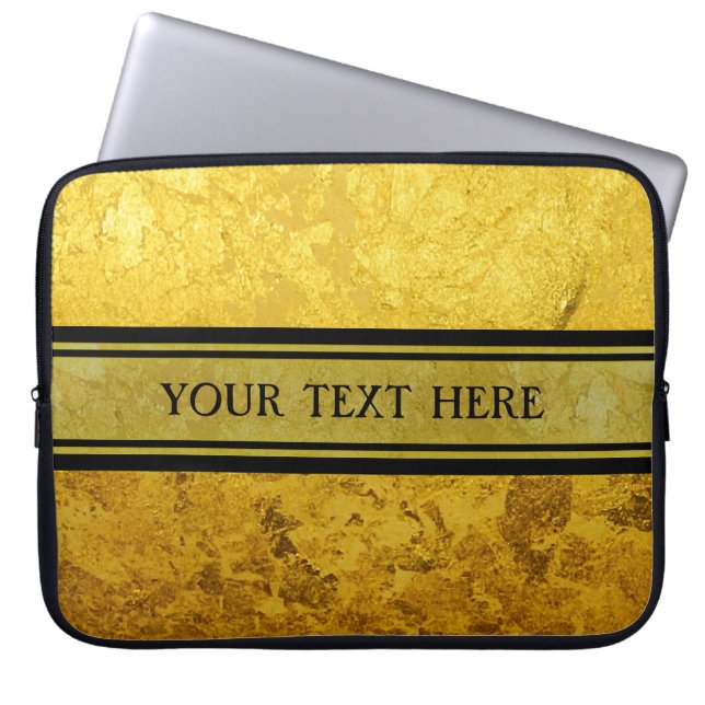 PURE GOLD pattern / gold leaf + your text Laptopschutzhülle (Vorderseite)