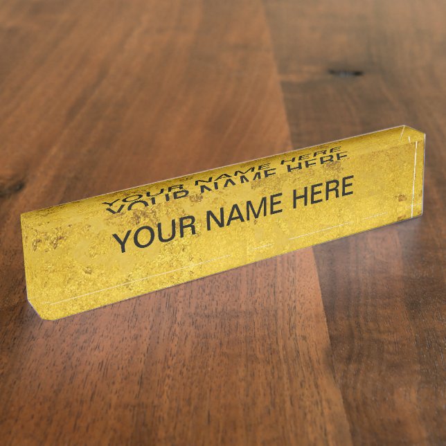 PURE GOLD pattern / gold leaf + your text Namensplakette (Seite)