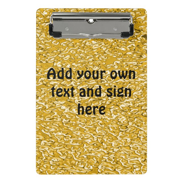 PURE GOLD Spritzer Pattern + Ihre Texte / Ideen Mini Klemmbrett (Vorderseite)