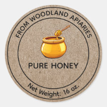 Pure Honig Pot Apiary Canning Jar Label Kraft