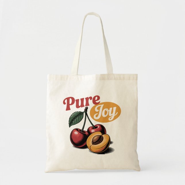 Pure Joy Cherries Apricot Retro Christliches T-Shi Tragetasche (Vorne)