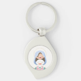 Pure Kawaii Jungfrau Mary with Heart - White Schlüsselanhänger