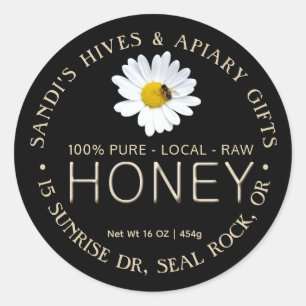 PURE LOCAL RAW HONEY-Label mit Bienen & Bienen Runder Aufkleber