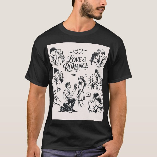 Pure Love: Minimalist Couple Outlines T-Shirt (Vorderseite)