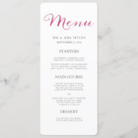 Pure Love Watercolor Mariage Menu / Rose