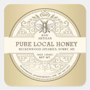 Pure Miel Local Orné Étiquette Métallurgique Abee