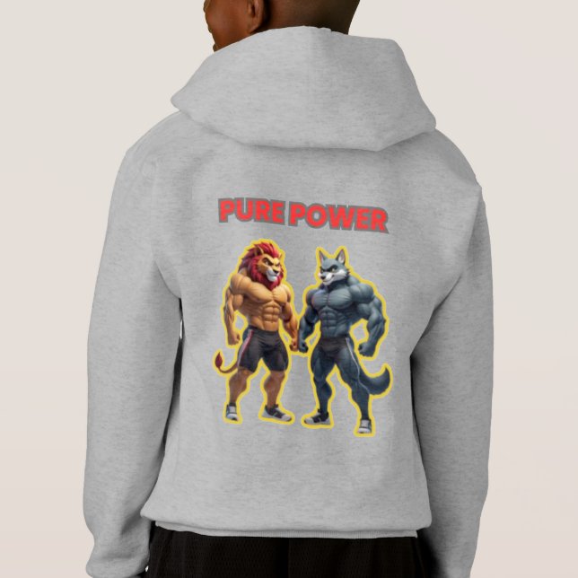 Pure Power – Strong Animal Muscle Cartoon Design Hoodie (Rückseite)
