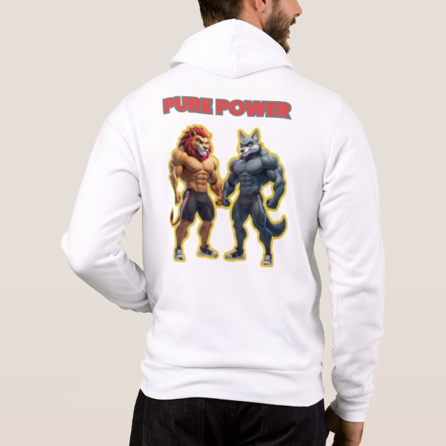 Pure Power – Strong Animal Muscle Cartoon Design Hoodie (Rückseite)