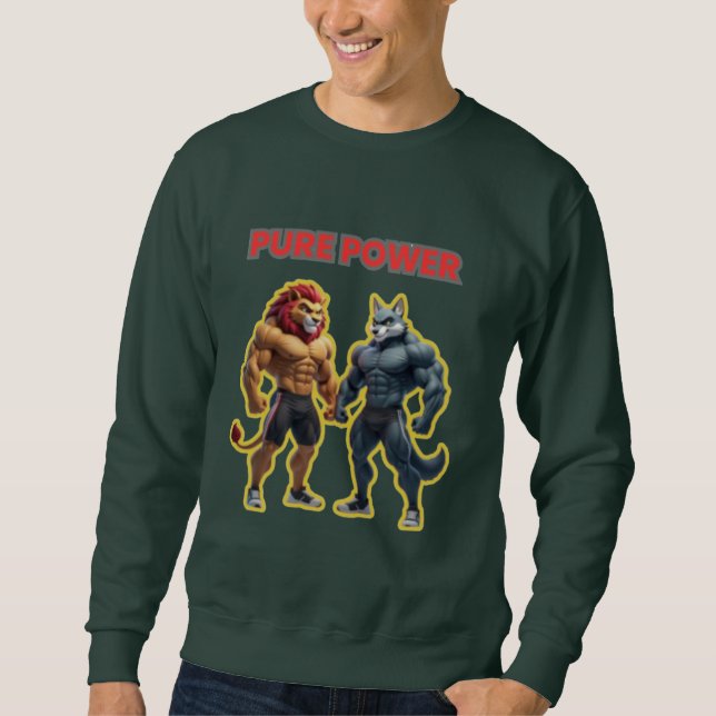 Pure Power – Strong Animal Muscle Cartoon Design Sweatshirt (Vorderseite)