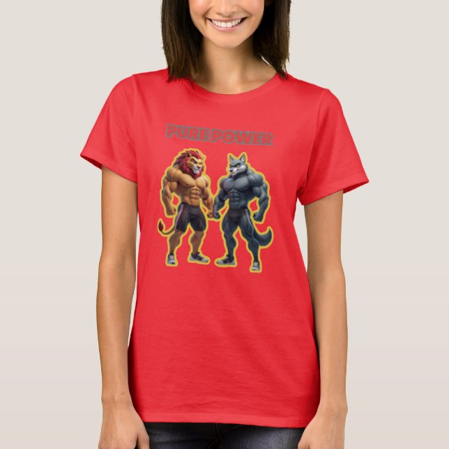 Pure Power – Strong Animal Muscle Cartoon Design T-Shirt (Vorderseite)