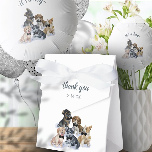 Pure Puppy | Black Tie Elegant Cute Baby Shower Geschenkschachtel (Pure Puppy | Black Tie Elegant Cute Baby Shower Favor Boxes)
