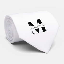 Pure White | Custom Monogram Wedding Groomsmen  Krawatte