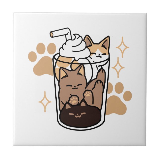 Purer Blend: Cat and Coffee Art for Pet Lovers Fliese (Vorderseite)