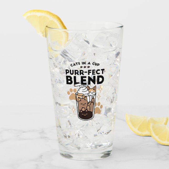 Purer Blend: Cat and Coffee Art for Pet Lovers Glas (Vorderseite Ice)