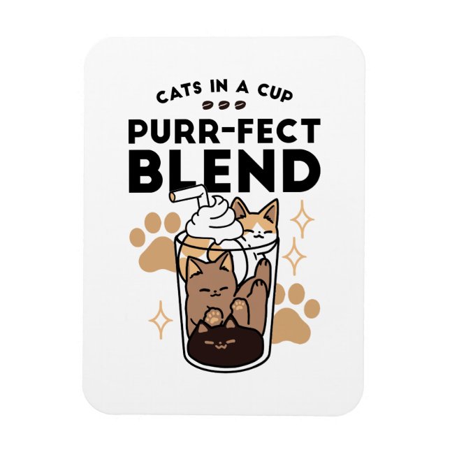Purer Blend: Cat and Coffee Art for Pet Lovers Magnet (Vertikal)