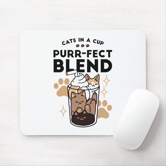 Purer Blend: Cat and Coffee Art for Pet Lovers Mousepad (Mit Mouse)