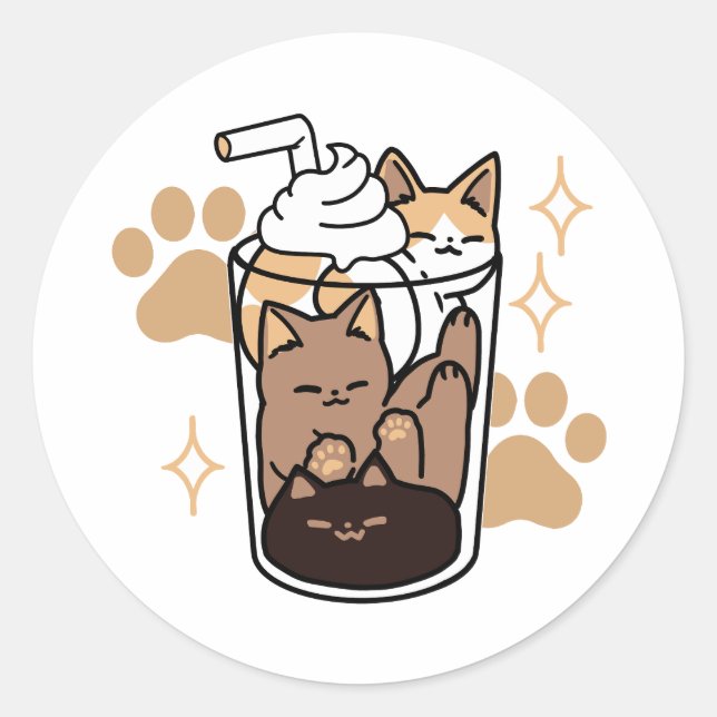 Purer Blend: Cat and Coffee Art for Pet Lovers Runder Aufkleber (Vorderseite)