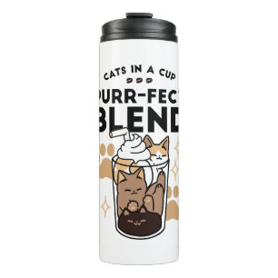 Purer Blend: Cat and Coffee Art for Pet Lovers Thermosbecher