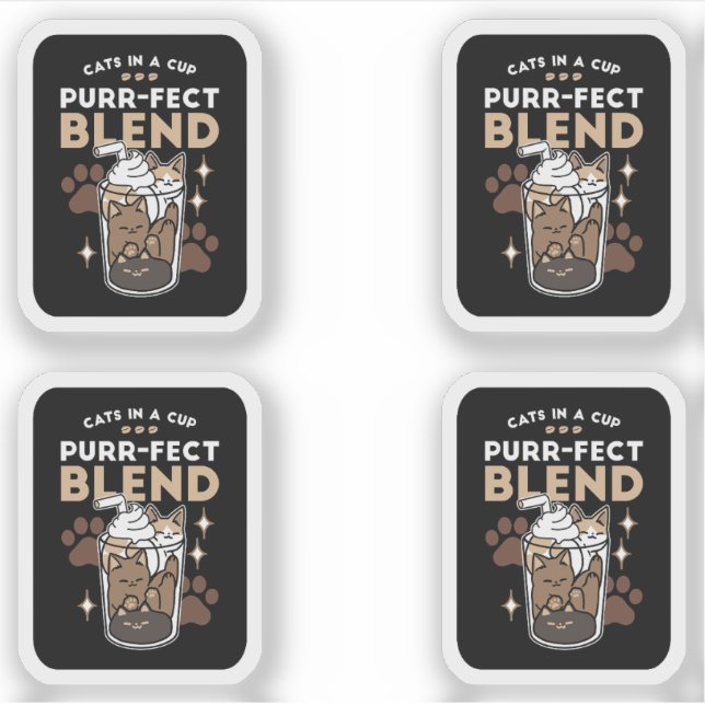 Purer-fect-Mischung: Kaffeedesign für Cat & Coffee Aufkleber (Vorderseite)