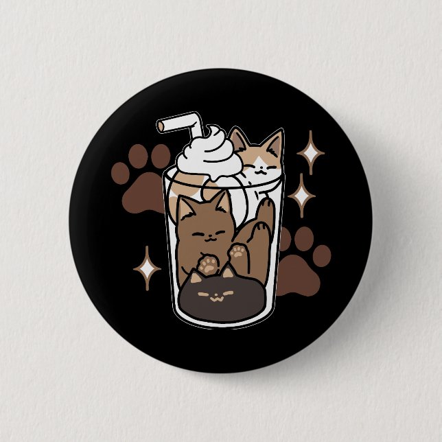 Purer-fect-Mischung: Kaffeedesign für Cat & Coffee Button (Vorderseite)