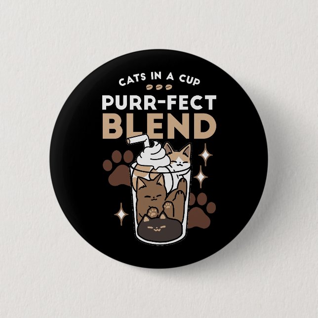Purer-fect-Mischung: Kaffeedesign für Cat & Coffee Button (Vorderseite)