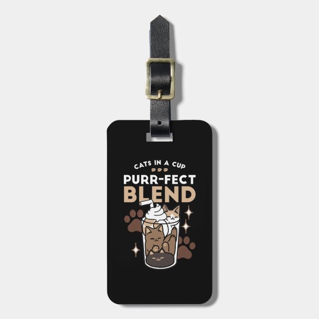 Purer-fect-Mischung: Kaffeedesign für Cat & Coffee Gepäckanhänger (Vorderseite vertikal)