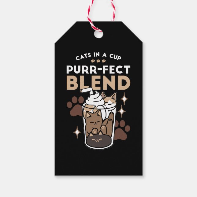 Purer-fect-Mischung: Kaffeedesign für Cat & Coffee Geschenkanhänger (Vorderseite)