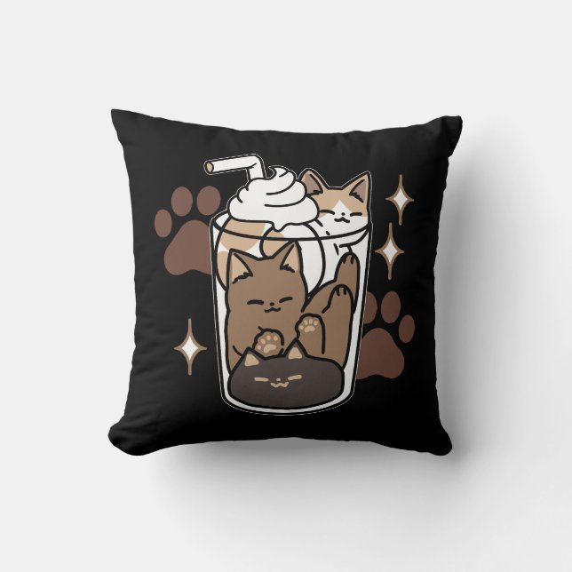 Purer-fect-Mischung: Kaffeedesign für Cat & Coffee Kissen (Vorderseite)