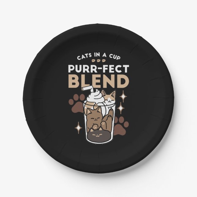 Purer-fect-Mischung: Kaffeedesign für Cat & Coffee Pappteller (Vorderseite)
