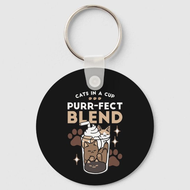 Purer-fect-Mischung: Kaffeedesign für Cat & Coffee Schlüsselanhänger (Vorderseite)