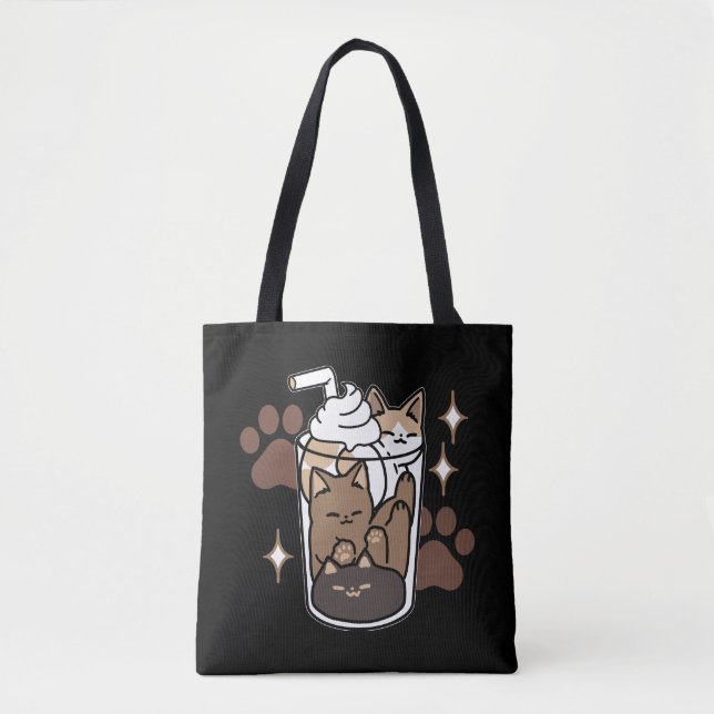 Purer-fect-Mischung: Kaffeedesign für Cat & Coffee Tasche (Vorderseite)