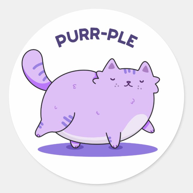 Purer Funny Fat Kitty Cat Pun Runder Aufkleber (Vorderseite)