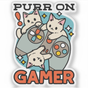 Purer On Gamer - Niedliches Cat Gaming Design Aufkleber
