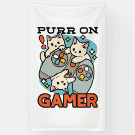 Purer On Gamer - Niedliches Cat Gaming Design Banner