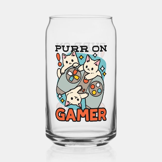 Purer On Gamer - Niedliches Cat Gaming Design Dosenglas (Vorderseite)