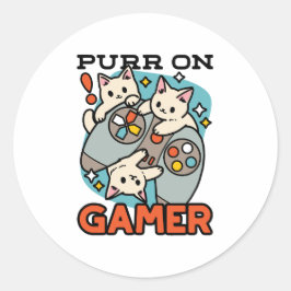 Purer On Gamer - Niedliches Cat Gaming Design Runder Aufkleber